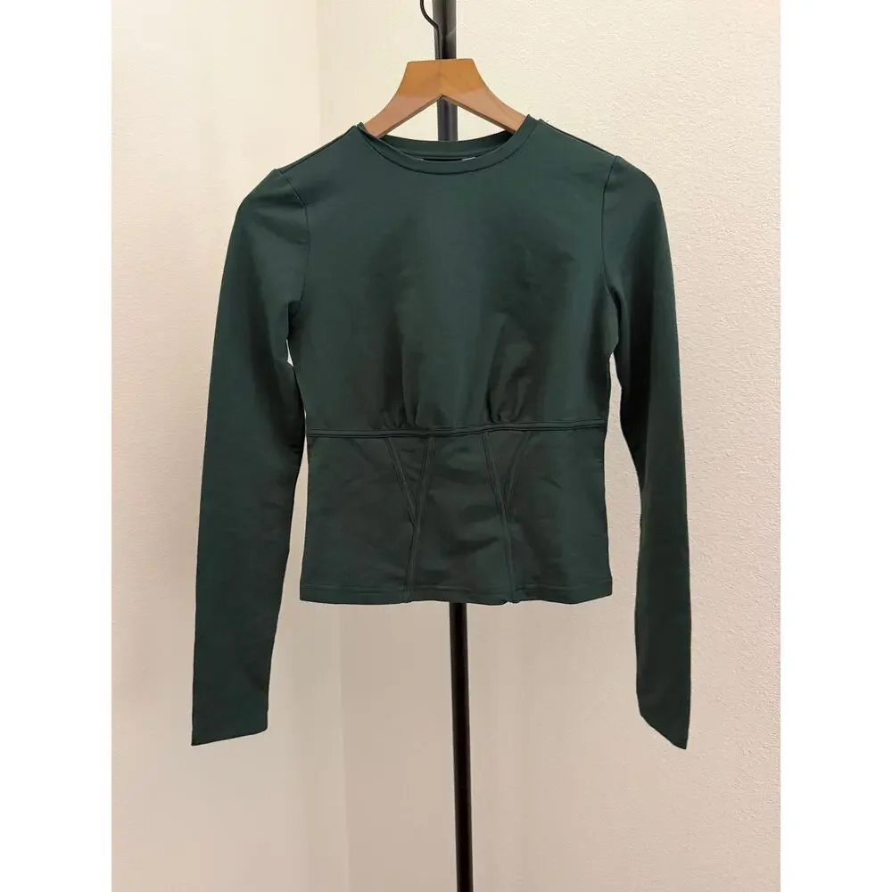 New Walter baker Casey long sleeve top hunter green sz XS $128 - Picture 2 of 5